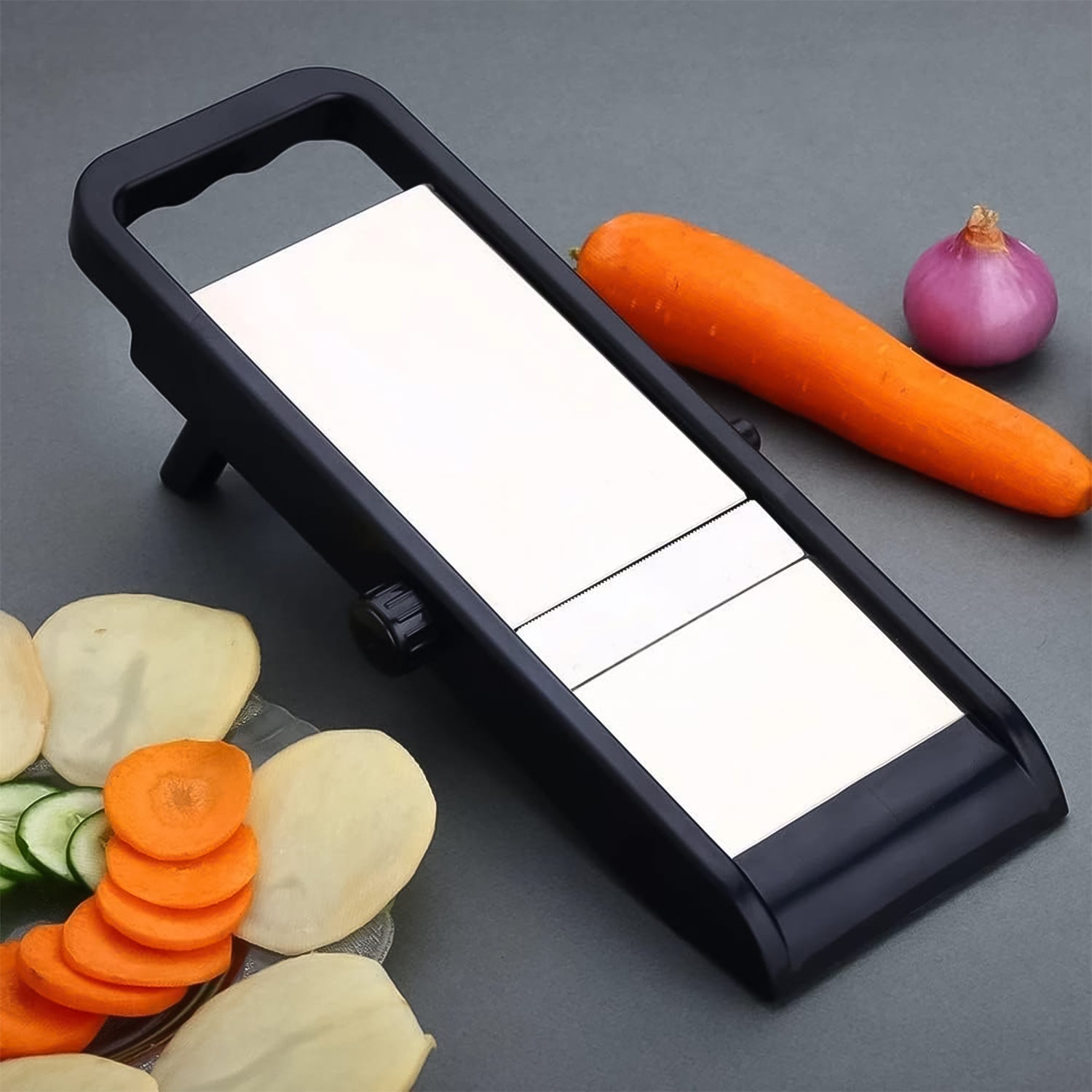 Adjustable Slicer, Stainless Steel and Plastic Premium Multipurpose Potato / Onion Slicer and Grater (1 Pc) Adjustable Slicer, Stainless Steel and Plastic Premium Multipurpose Potato / Onion Slicer and Grater (1 Pc)